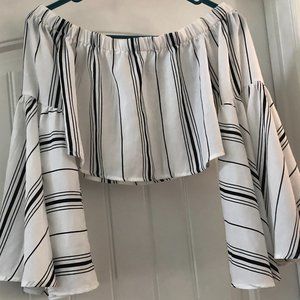 FavLux Wide Bell Sleeve Crop Top